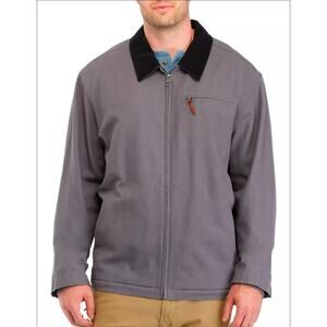 Ocean Coast Gray Cotton Canvas Collared Chore Jacket Workwear Mens XLT Tall 3787